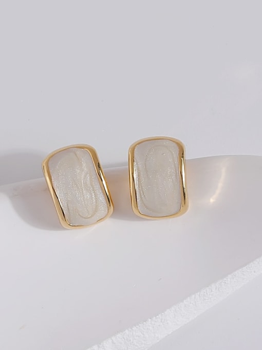 14k gold [white] Zinc Alloy Enamel Geometric Minimalist Stud Earring